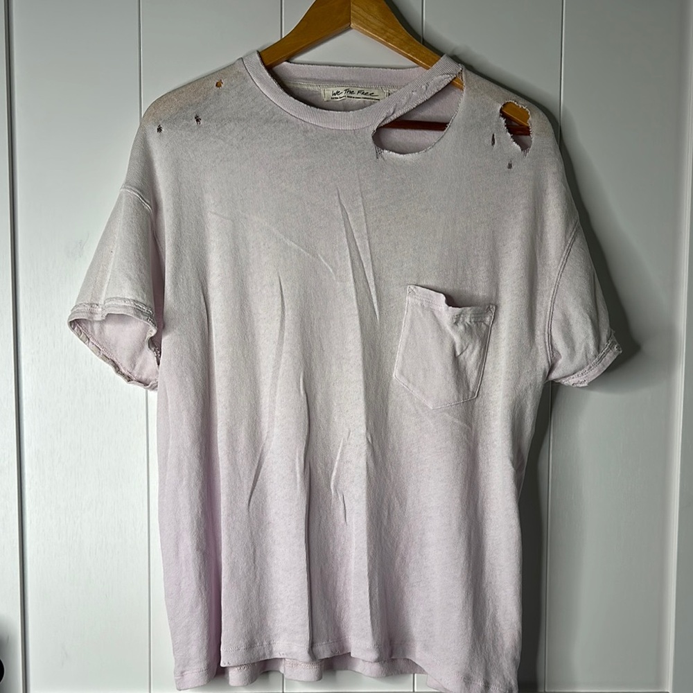 We The Free Distressed Light Lavender/Pink T-Shirt